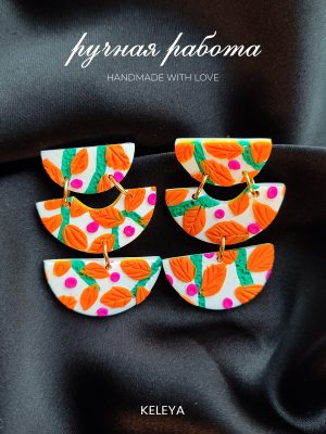 "Luisa" Orange Floral Earrings